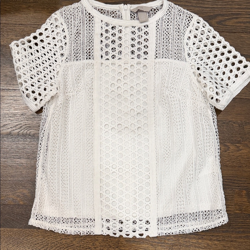 H&M White Lace Blouse